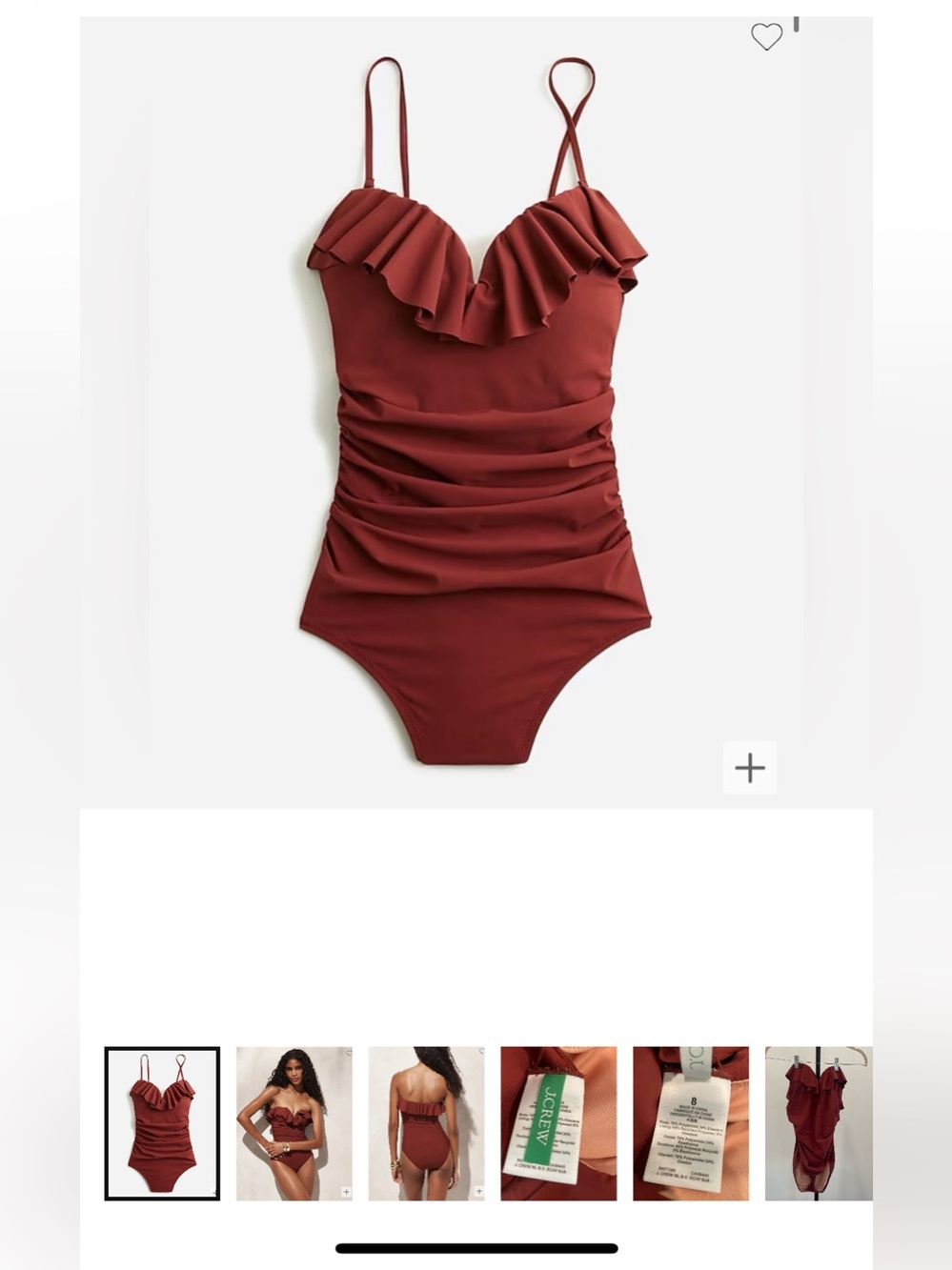 J. Crew Ruffle One-Piece Swimsuit in Brick
